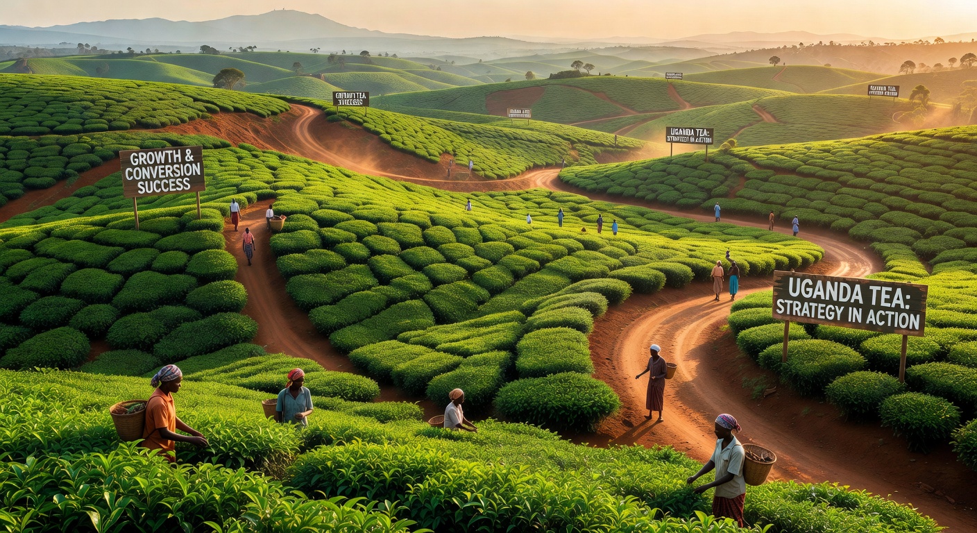 Uganda tea plantations lush green
