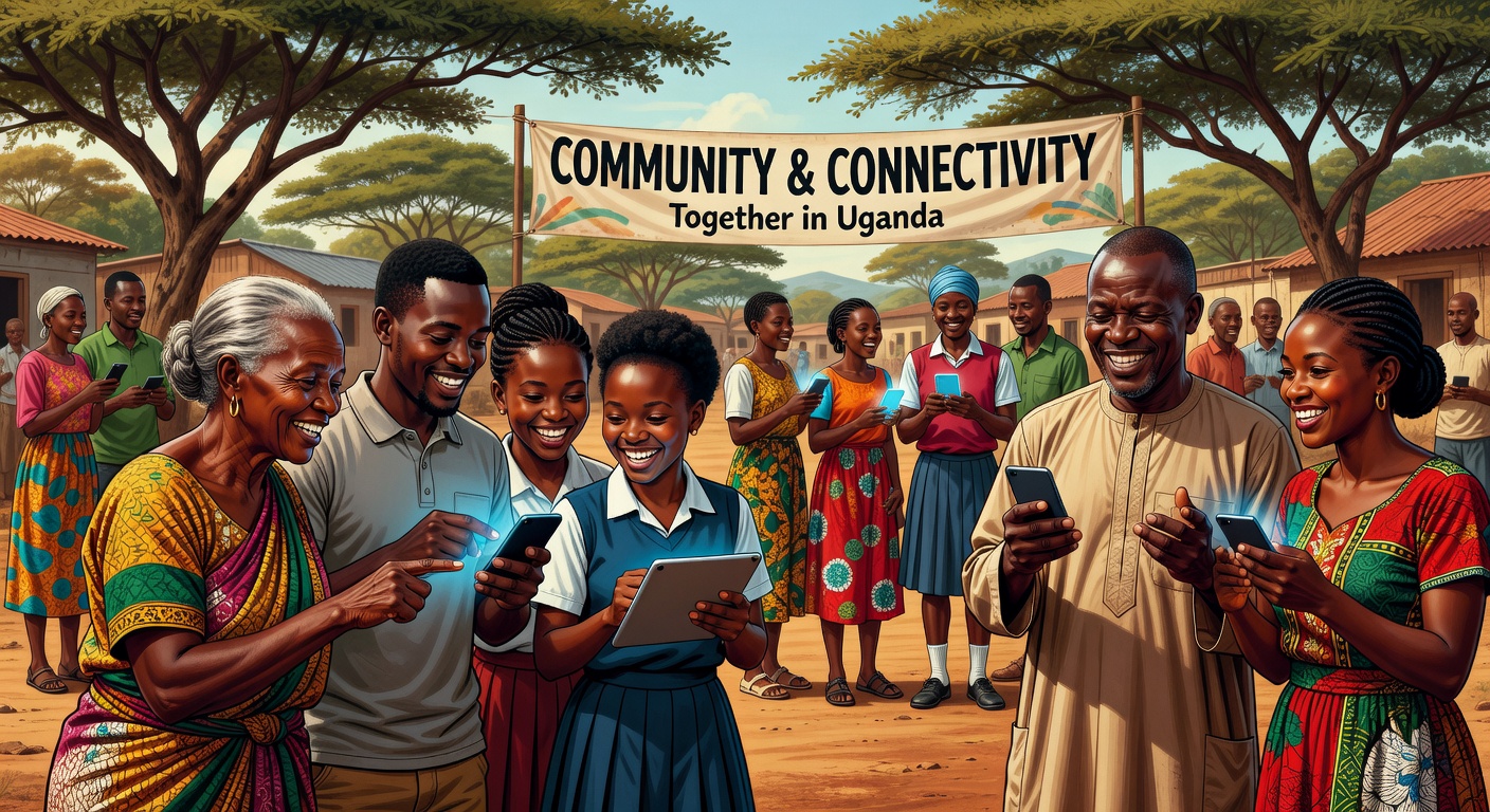 Ugandan people using mobile technology