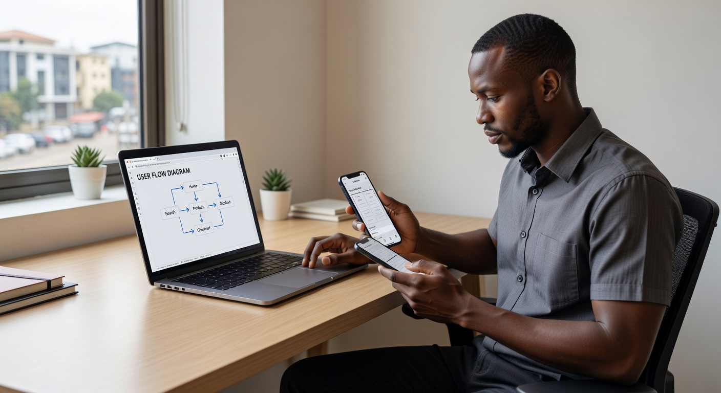 Ugandan professional with laptop
